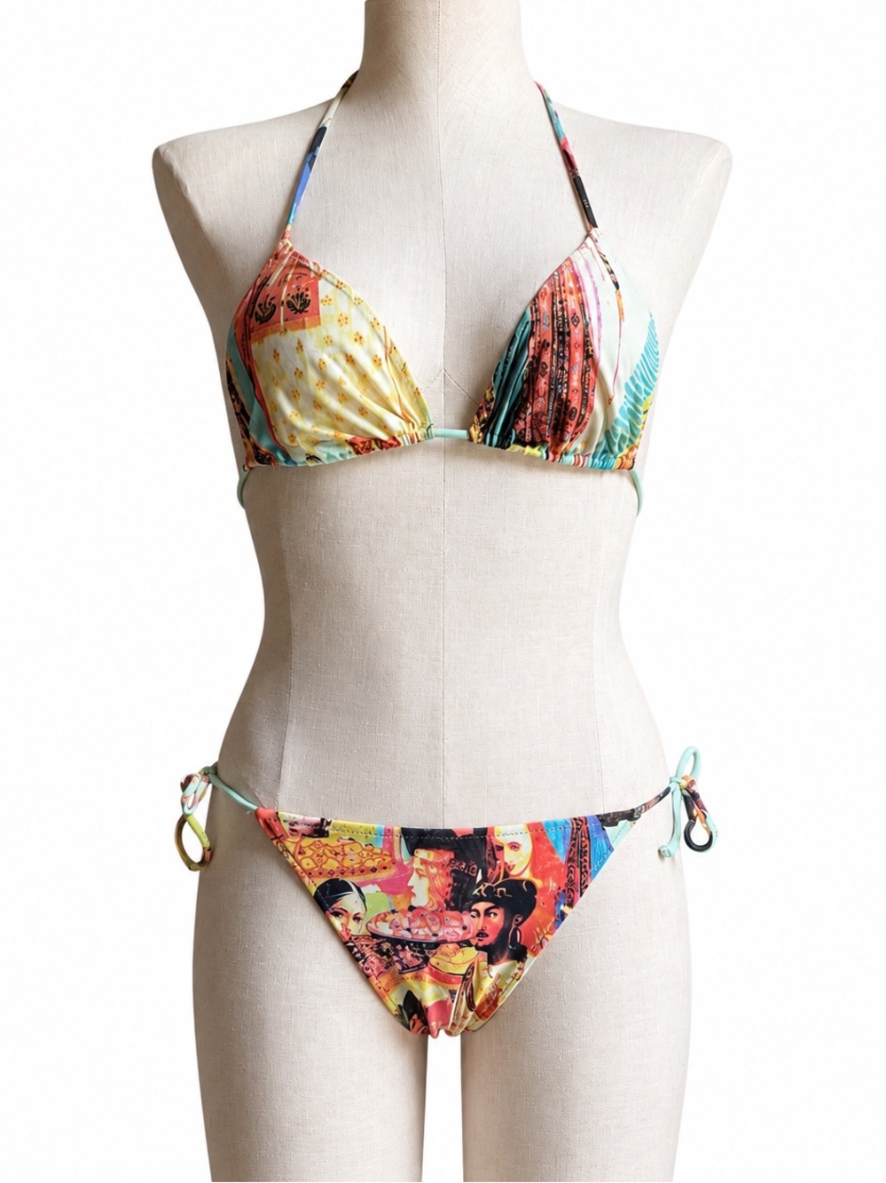 RARE 1994 Jean Paul Gaultier Soleil Bollywood Faces Bikini